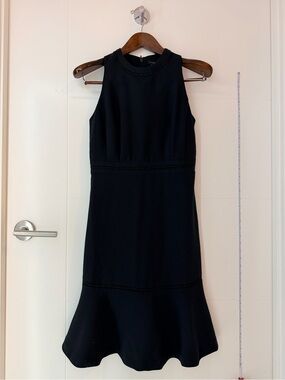 NWOT ANN TAYLOR PETITE Sleeveless Black Midi Dress with Flared Hem